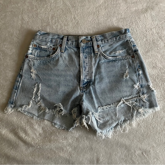 Agolde High Rise Light Blue Cut Off Denim Jean Shorts Size 25 new photos at end - Picture 2 of 16
